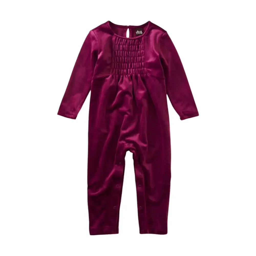 🆕 Tea Collection NWT Cosmic Berry Velour Baby Romper. 12-18 Months